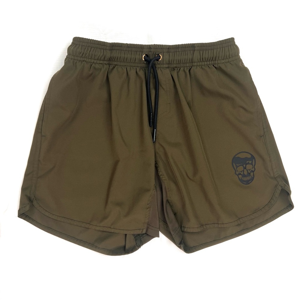 Gymreaper Training Shorts Mens Sz M Green Gym Athletic Running Skull 6"